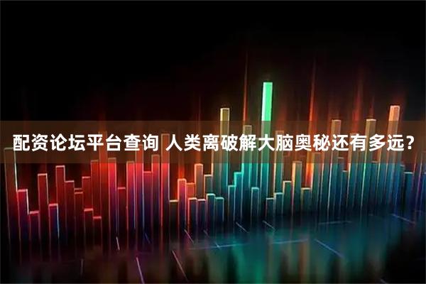 配资论坛平台查询 人类离破解大脑奥秘还有多远？